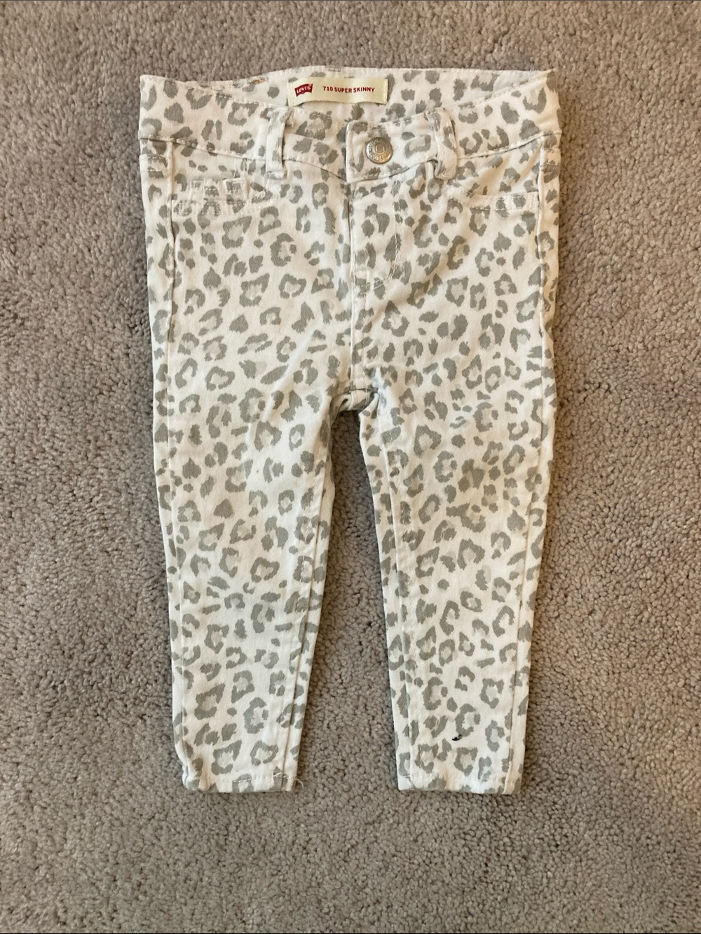 Levi's Kids Cream & Gray Leopard Print Super Skinny Jeans